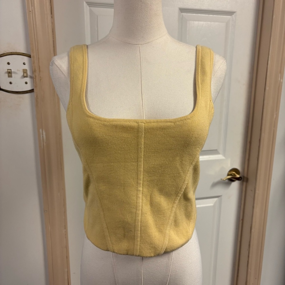Wilfred Pale Yellow Square Neck Knit Tank Top